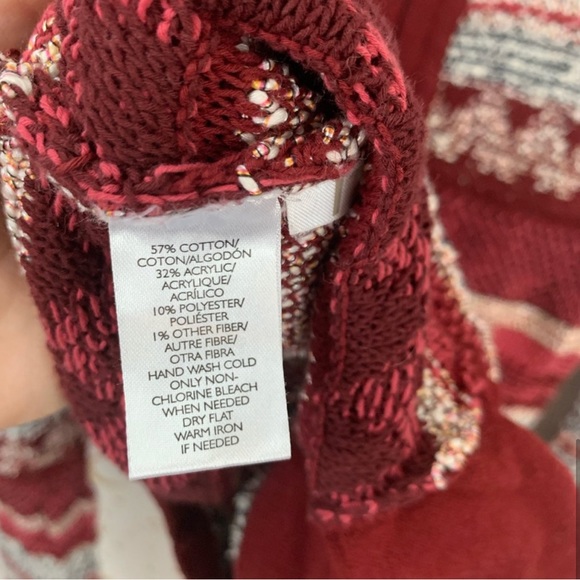 LOFT | Red Textured Knit Sweater Zip Up Jacket - Picture 4 of 5